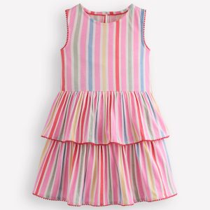 Tiered Jersey Sundress-Pink Stripe