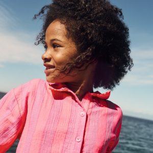 Short Sleeve Relaxed Shirt-Formica Pink Stripe