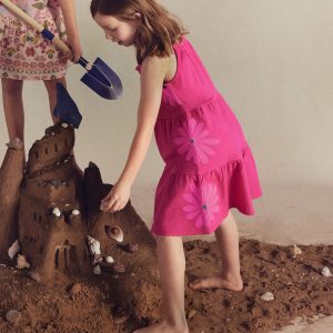 Enola Appliqu?? Jersey Dress-Raspberry Pink Giant Daisy