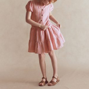 Tiered Shirt Dress-Formica Pink Stripe