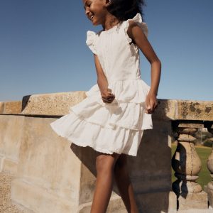 Pintuck Tiered Dress-Soft Ivory