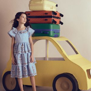 Tiered Ruffle Woven Dress-Ticking Stripe Floral