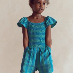 Double Cloth Playsuit-Aurora Blue Stripe