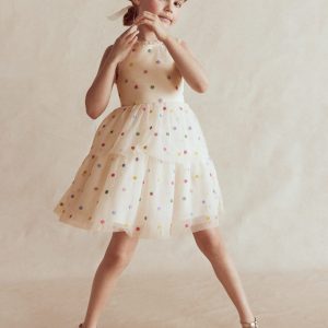 Spot Occasion Dress-Soft Ivory Multi Spot