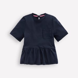 Short Sleeve Peplum Top-Navy Blazer (19-3923 TCX)