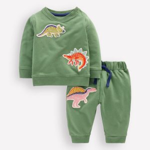 Sweatshirt Play Set-Sage Green Dinos