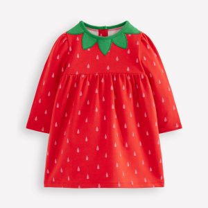 Novelty Sweatshirt Dress-Strawberry Tart Red