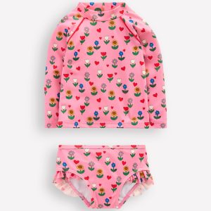 Logo Rash Vest Set-Pink Flower Garden