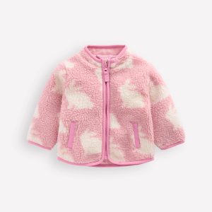 Cosy Borg Jacket-Pink Rabbits