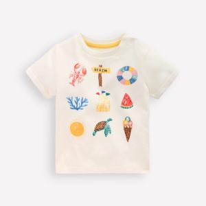 Short Sleeve Logo T-shirt-Ivory Summer Logo