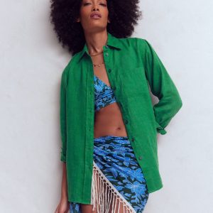 Sadie Relaxed Linen Shirt-Fresh Green