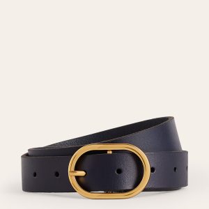 Classic Leather Belt-Navy