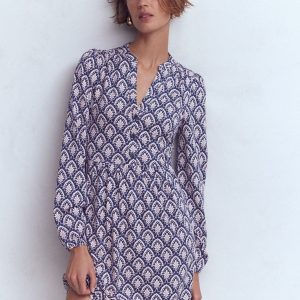 Amy Short Jersey Dress-French Navy, Petal Terrace