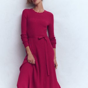 Isobel Knitted Midi Dress-Pomegranate
