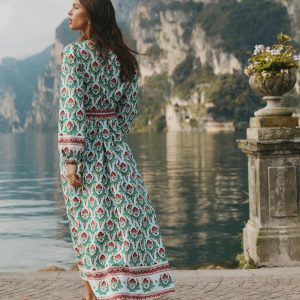 Cary Cotton Midi Dress-Multi, Ornamental Stamp