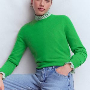 Eva Cashmere Crew Neck Sweater-Sapling Green