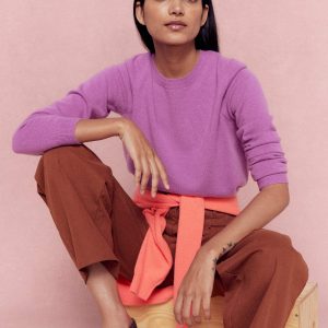 Eva Cashmere Crew Neck Sweater-Clover Purple
