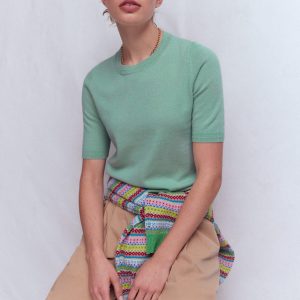 Eva Cashmere T-Shirt-Celadon Blue