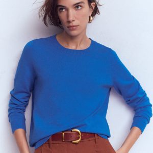 Emilia Cotton Crew Sweater-Kingfisher Blue