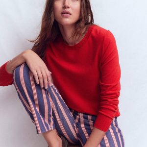 Emilia Cotton Crew Sweater-Salsa Red