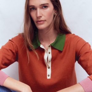 Lara Cotton Henley Jumper-Barn Red