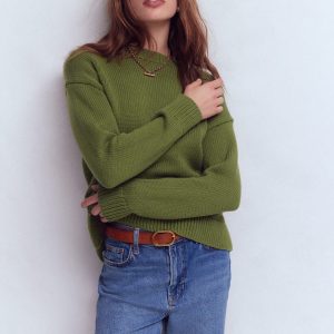 Lucy Oversized Cotton Jumper-Promenade Green