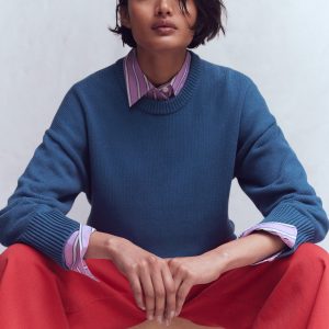 Lucy Relaxed Cotton Sweater-Denim Blue