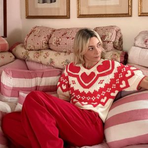 Margot Puff Sleeve T-Shirt-Warm Ivory Hearts