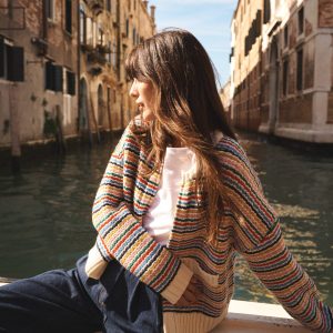 Maya Zip Up Jacket-Ivory, Rainbow