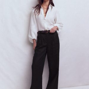 Kensington Linen Pants-Black