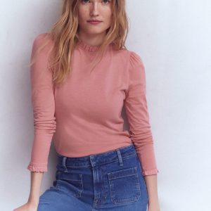Supersoft Frill Detail Top-Vintage Rose