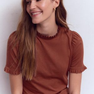 Supersoft Frill Detail T-shirt-Hot Chocolate