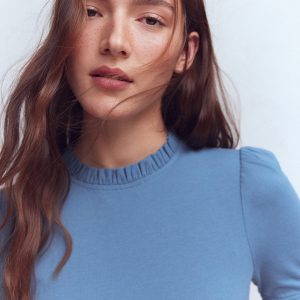 Supersoft Frill Detail T-shirt-Captains Blue