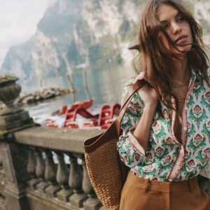 Sienna Linen Shirt-Multi, Ornamental Stamp