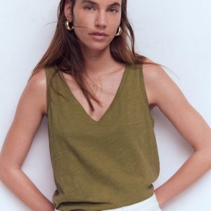 Regular V-Neck Slub Tank-Capulet Olive