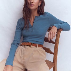 Rib Henley-Captain Blue