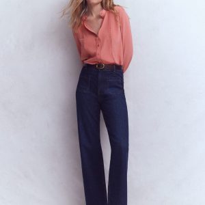 Rhea Trim Detail Silk Top-Vintage Rose