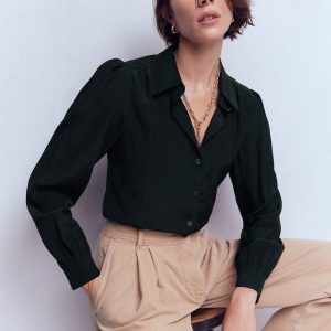 Sara Silk Shirt-Black