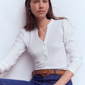 Supersoft Open Neck Henley-White