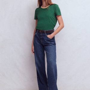 Metallic Trim T-Shirt-Trekking Green