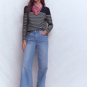 Button Shoulder Mariner-Navy and Ivory Stripe