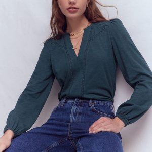 Poppy Long Sleeve Top-Moonlight Ocean