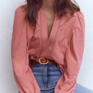 Poppy Long Sleeve Top-Dusty Rose