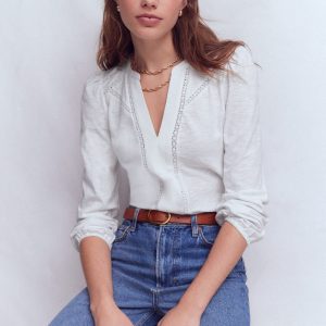 Poppy Long Sleeve Top-White