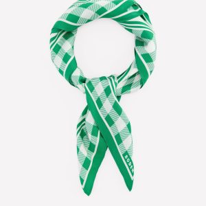 Elisabeth Silk Square Scarf-Green Gingham