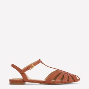 Caged Flat Sandal-Tan