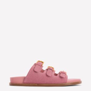Triple Strap Footbed Sandal-Dusty Pink