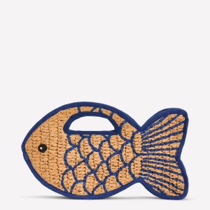 Novelty Fish Clutch-Natural/Bright Blue