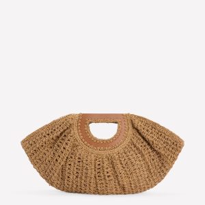 Raffia Moon Clutch-Natural Raffia