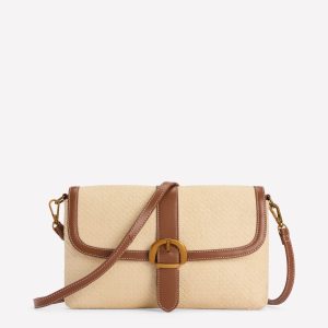 Buckle Crossbody Bag-Natural Raffia
